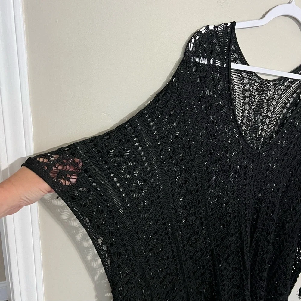 SHEIN Curve Black Swimsuit Coverup Crochet Bathing Suit Cover Up size 4XL